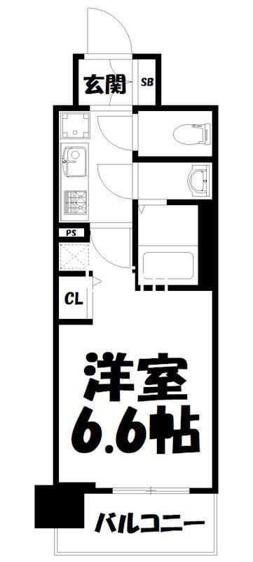 プラシード京都(1K/2階)の間取り写真