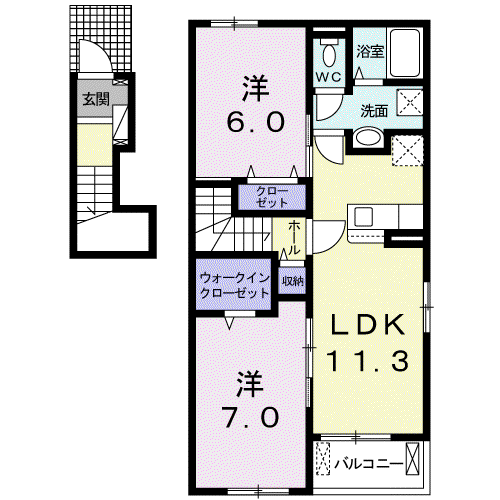 レジデンス KIDA B(2LDK/2階)の間取り写真