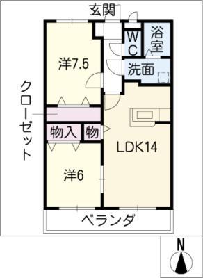第Iコンフォート(2LDK/1階)の間取り写真