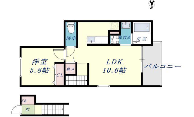 カーサルミエール(1LDK/2階)の間取り写真