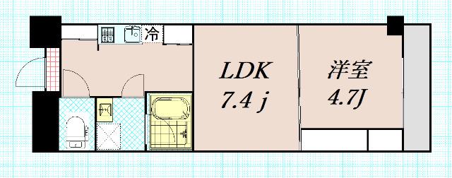 天満橋ケルスコートPARKVIEW(1LDK/5階)の間取り写真