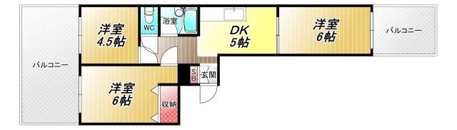 山田ビル(3DK/7階)の間取り写真