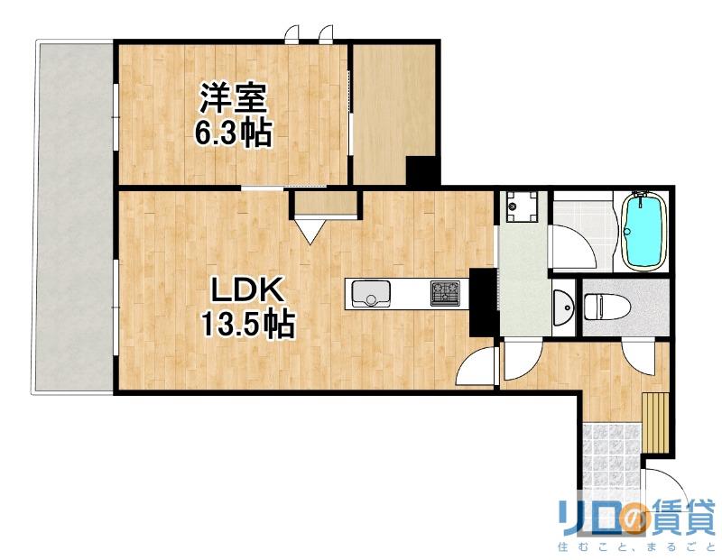 モンセル(1LDK/2階)の間取り写真