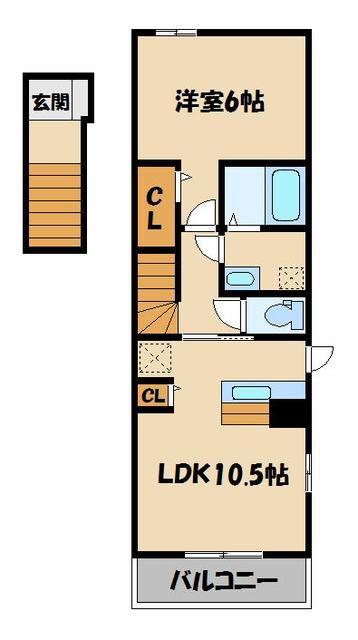 ハーコット(1LDK/2階)の間取り写真