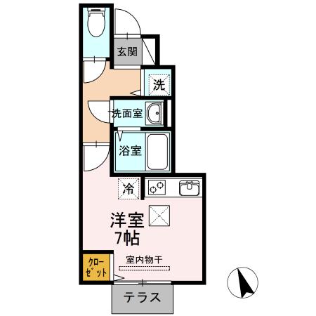 セジュール有(1DK/1階)の間取り写真
