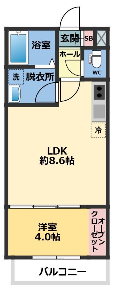 メゾン・ドゥ・アッシュ越谷(1LDK/3階)の間取り写真