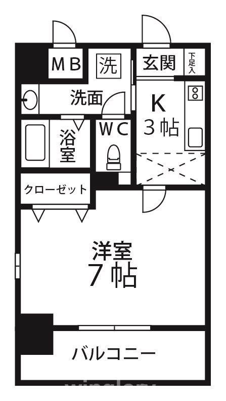 クレストヒルズ(1K/2階)の間取り写真