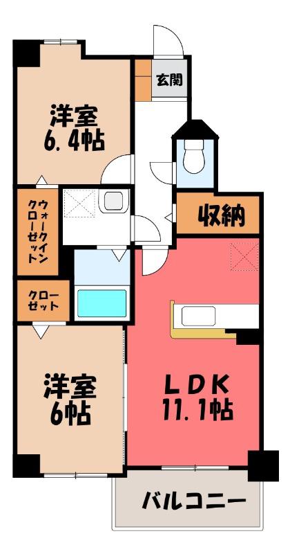 コムフォートワン(2LDK/3階)の間取り写真