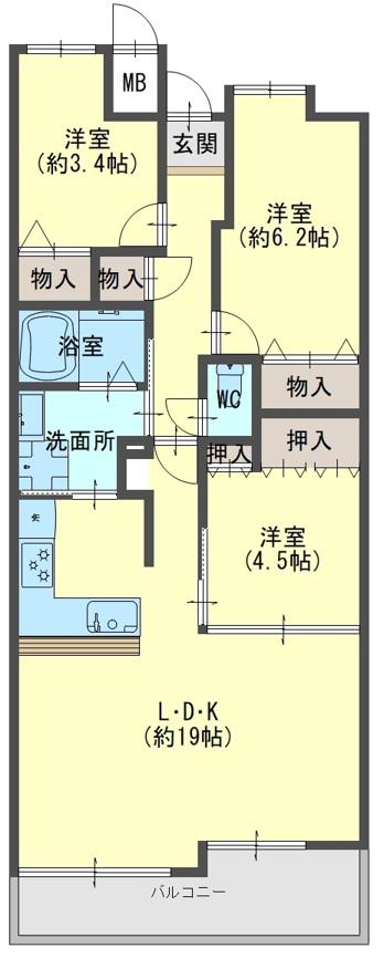 サンヴェール舞子壱番館(2SLDK/1階)の間取り写真