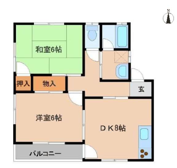 コーポラス関本(2DK/2階)の間取り写真