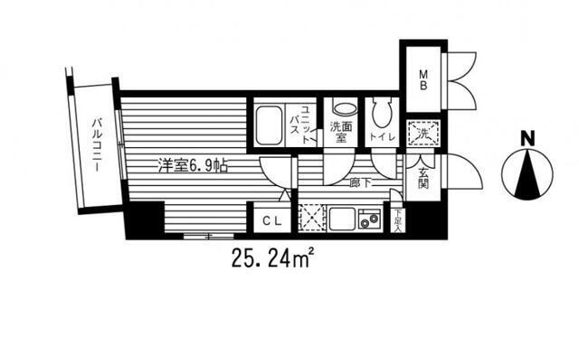 シャローム南小岩(1K/3階)の間取り写真