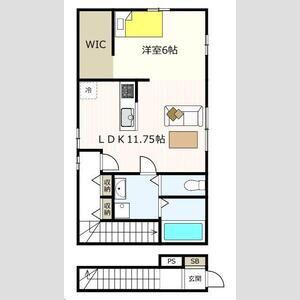 フォルテッツア城南(1LDK/2階)の間取り写真