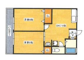 シティハイム長田(2DK/2階)の間取り写真