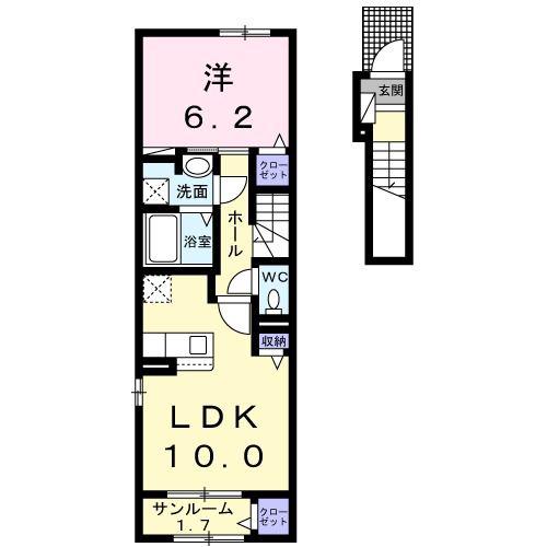 ブライトレジデンスC(1LDK/2階)の間取り写真