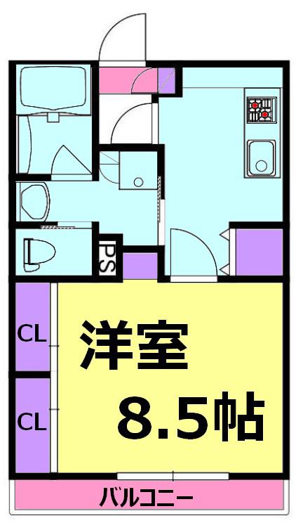 きさらぎビル(1K/3階)の間取り写真