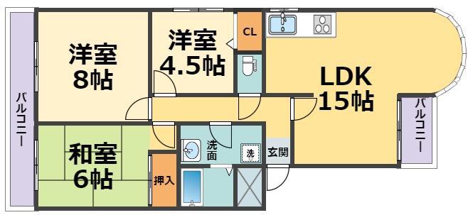 SUNFORE甲子園(3LDK/2階)の間取り写真