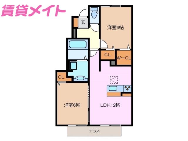 ベルウッド(2LDK/1階)の間取り写真