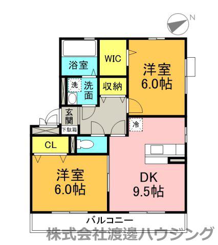フォンテーヌブロー(2DK/2階)の間取り写真