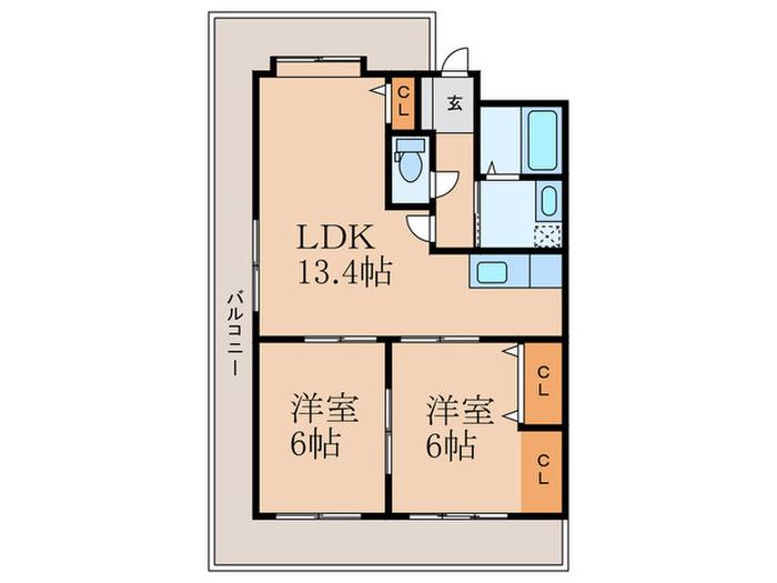 パシフィック箱崎VII(2LDK/7階)の間取り写真