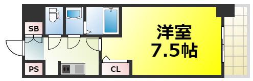 RAINBOW COURT 南堀江(1K/2階)の間取り写真