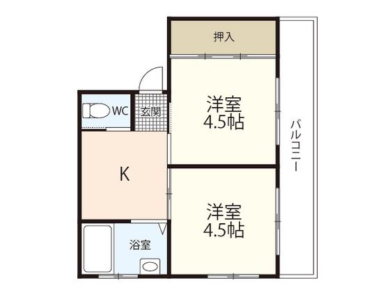 富岡ビル(2K/3階)の間取り写真