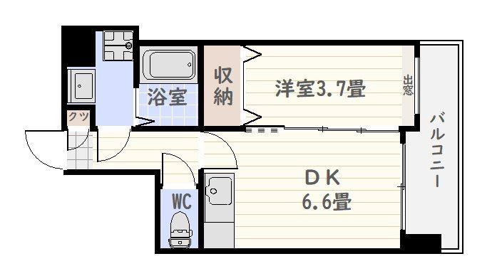 GRAND COURT(1DK/5階)の間取り写真
