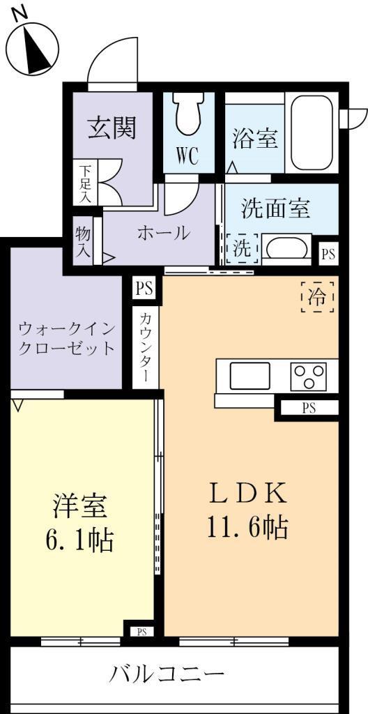 パティオ・デ・リラ(1LDK/2階)の間取り写真