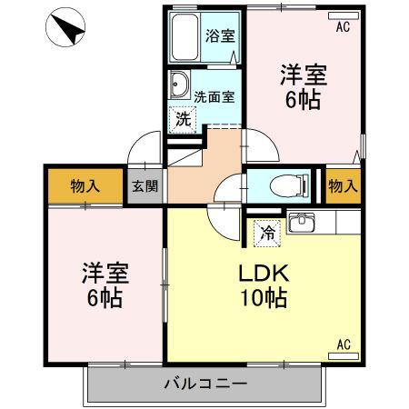 コート・デ・ボナールA棟(2LDK/1階)の間取り写真