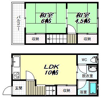 浅野ハイツ(2LDK/1階)の間取り写真