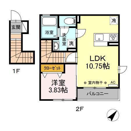 メタルラグーン(1LDK/2階)の間取り写真