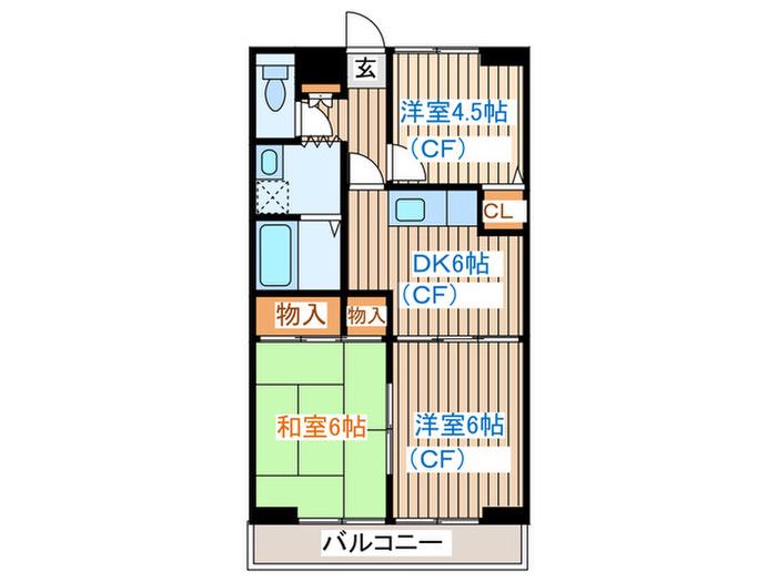 サンビレッジ(3DK/5階)の間取り写真