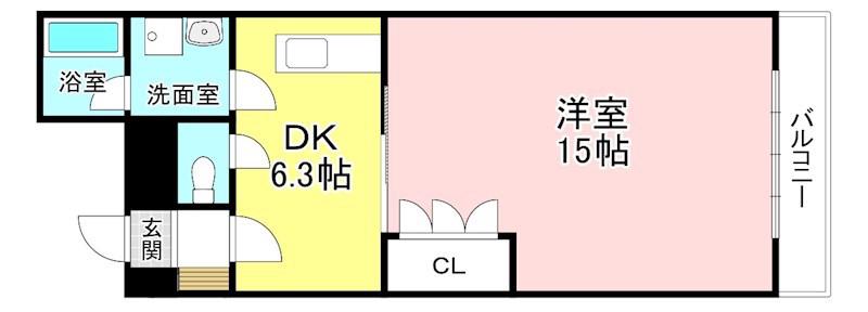 ヴィラ栗東(1DK/2階)の間取り写真