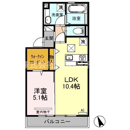 ラ・ヴェスタII(1LDK/2階)の間取り写真