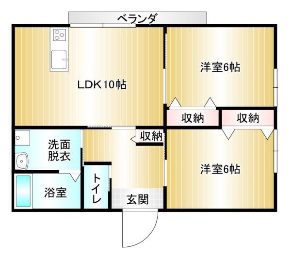 ライフステージ鴨生(2LDK/1階)の間取り写真