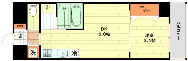 エスタート塚本(1DK/5階)の間取り写真