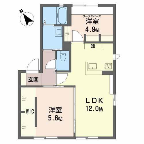サウンドテラス B棟(2LDK/1階)の間取り写真