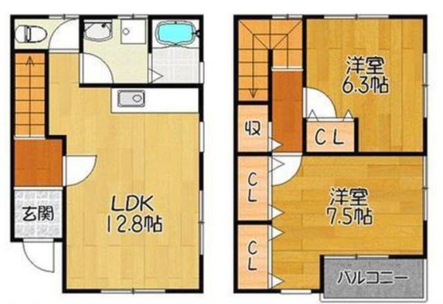 シャトーA(2LDK/1階)の間取り写真
