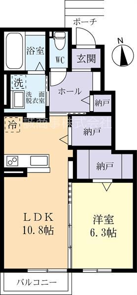 グリーンヒルズひたち野B棟(1LDK/1階)の間取り写真