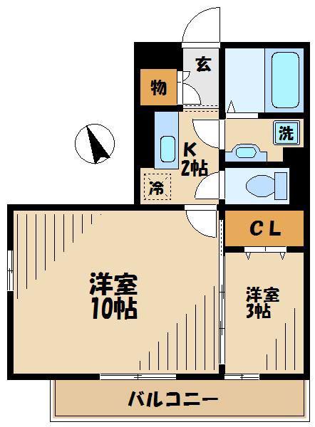 フラットサクセス(2K/2階)の間取り写真