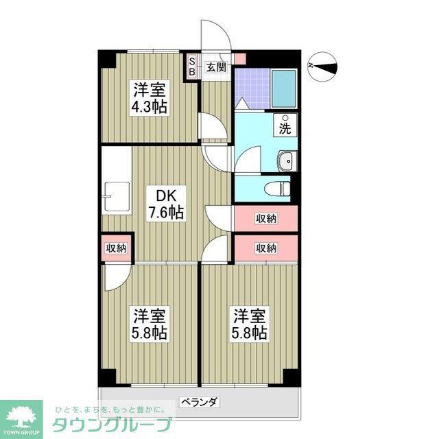 インペリアル本丸(3DK/4階)の間取り写真