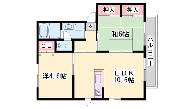 ココナッツハウスII(2LDK/2階)の間取り写真