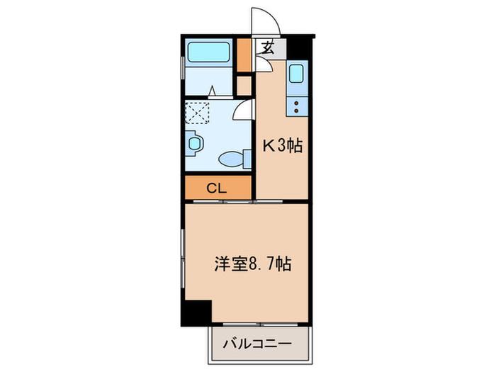 グランデ浅間町(1K/9階)の間取り写真