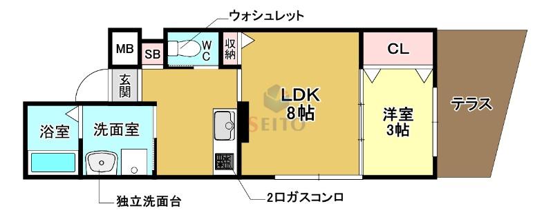 リアコート豊中IIノース(1LDK/4階)の間取り写真