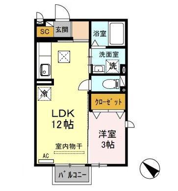 レセンテ A/B(1LDK/1階)の間取り写真