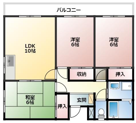 ライムリゾート八坂 NO.1(3LDK/1階)の間取り写真