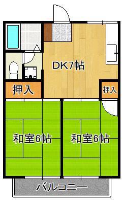 プレジール頃末(2DK/2階)の間取り写真