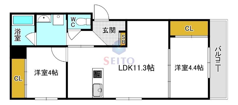 LEROY千里山(2LDK/3階)の間取り写真