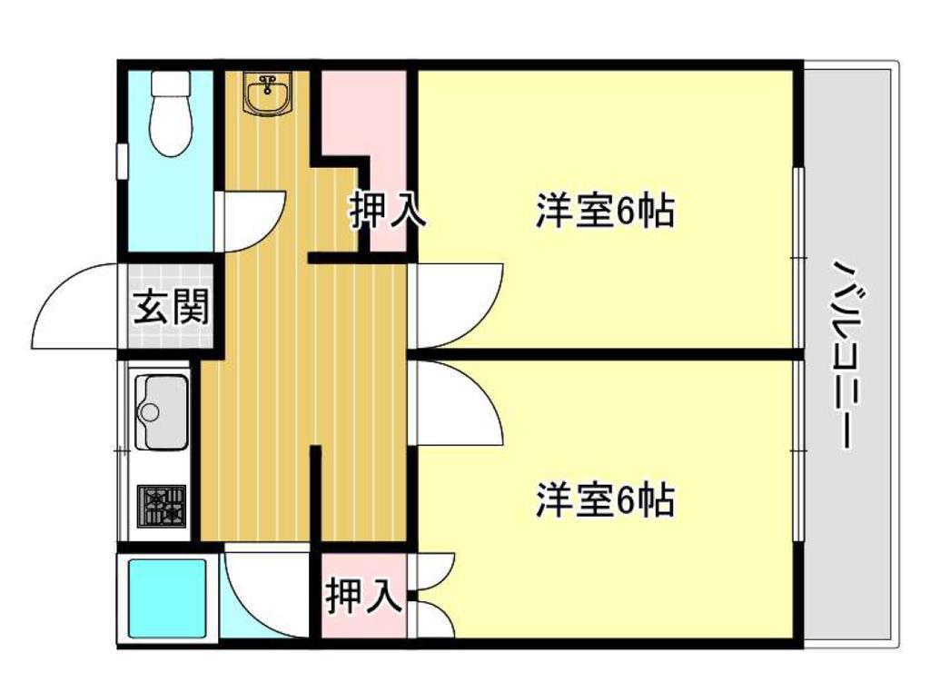 ラピタ道上(2DK/2階)の間取り写真