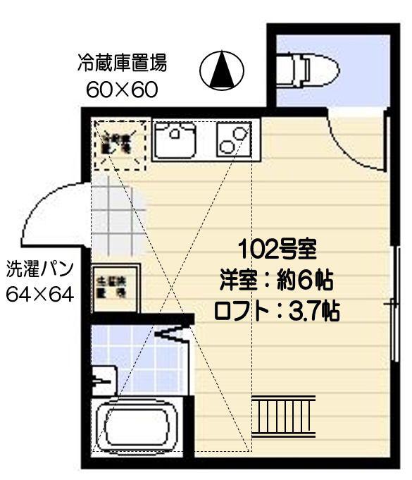 コルティーレ大森西(ワンルーム/1階)の間取り写真