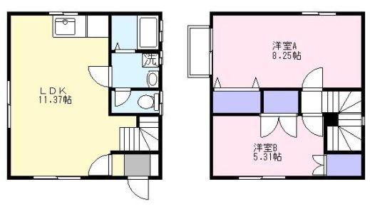フレンズハウス小木津(2LDK/1階)の間取り写真